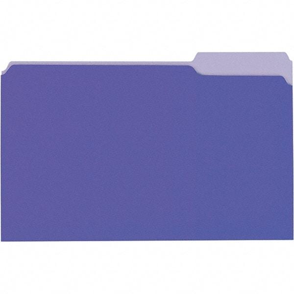 Universal One - 9-5/8 x 14-3/4", Legal, Violet/Light Violet, File Folders with Top Tab - 11 Point Stock, 1/3 Tab Cut Location - Exact Industrial Supply