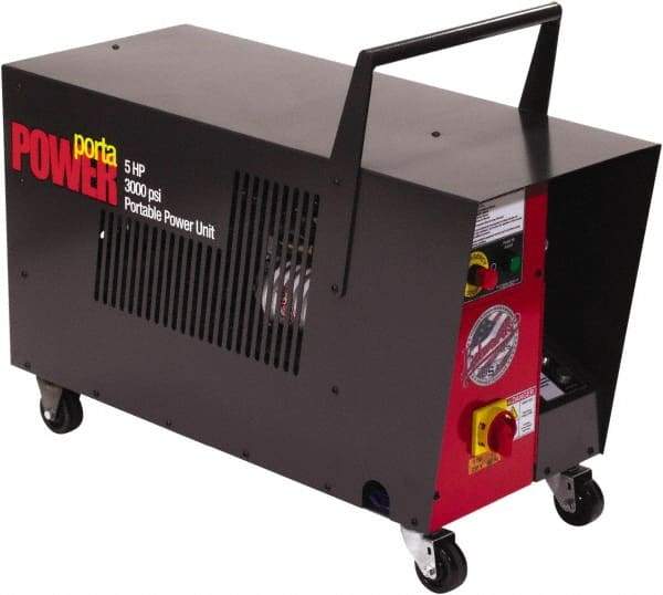 Edwards Manufacturing - 5 hp, 2,750 Max psi, 3.5 GPM, Hydraulic Power Unit - 7 Gal Tank, 37-1/2" Long x 15-1/4" Wide x 31-1/4" High, 3 Phase, 230 Volt, 14 Amp - Exact Industrial Supply