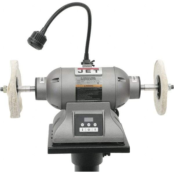 Jet - 8" Wheel Diam x 1/2" Wheel Width, 1 hp Buffer - 5/8" Arbor Hole Diam, 3 Phase, 3,600 Max RPM, 115 Volts - Exact Industrial Supply
