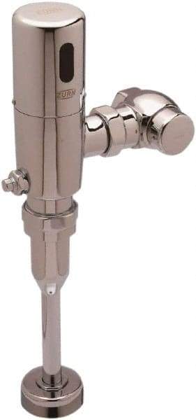 Zurn - 3/4" Spud Coupling, 1" Pipe, Urinal Automatic Flush Valve - Single Flush, 0.125 Gal per Flush, Chrome Cover, Powered by 4 AA Batteries - Exact Industrial Supply