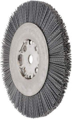 Weiler - 8" OD, 5/8" Arbor Hole, Crimped Nylon Wheel Brush - 7/8" Face Width, 1-1/2" Trim Length, 0.035" Filament Diam, 4,500 RPM - Exact Industrial Supply