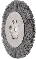 Weiler - 8" OD, 5/8" Arbor Hole, Crimped Nylon Wheel Brush - 7/8" Face Width, 1-1/2" Trim Length, 0.04" Filament Diam, 4,500 RPM - Exact Industrial Supply