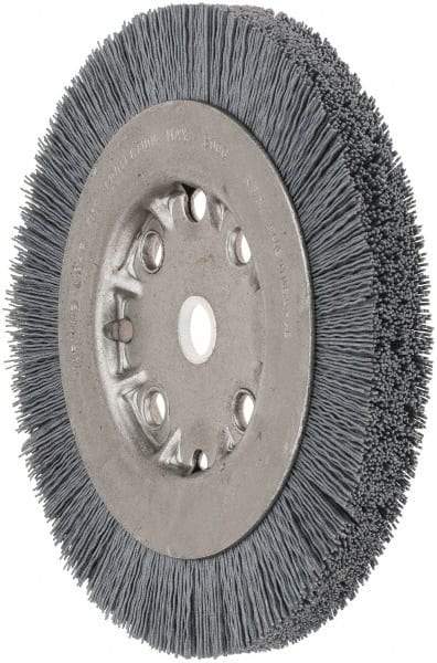 Weiler - 6" OD, 5/8" Arbor Hole, Crimped Nylon Wheel Brush - 5/8" Face Width, 7/8" Trim Length, 0.022" Filament Diam, 4,500 RPM - Exact Industrial Supply