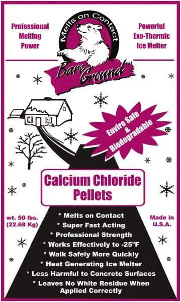 Bare Ground Solutions - 50 Lb Bag Calcium Chloride Pellets - Effective to -20°F - Exact Industrial Supply