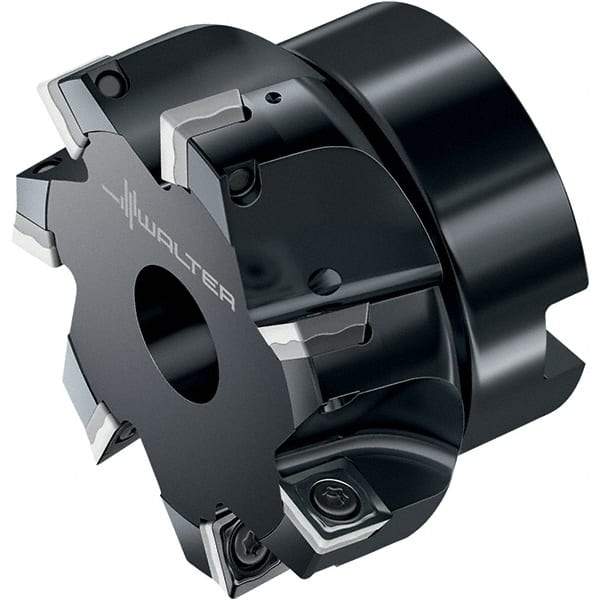 Walter - 7 Inserts, 62.99mm Cut Diam, 22mm Arbor Diam, 8.41mm Max Depth of Cut, Indexable Square-Shoulder Face Mill - 90° Lead Angle, 40.01mm High, SD.W09T3.. Insert Compatibility, Through Coolant, Series M4132 - Exact Industrial Supply