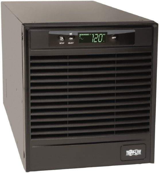 Tripp-Lite - 15 Amp, 1,500 VA, Tower & Rack Mount Online Backup Uninterruptible Power Supply - Backup 4-1/2 min with Full Load & 13 min with Half Load, 120 VAC Input & Output, 1,350 Watt Output, 1 Phases, 6 Outlets - Exact Industrial Supply