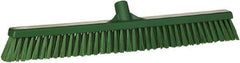 Vikan - 24" Combo Duty Synthetic Push Broom - 2" Bristle Length, Plastic Block, European Threaded Handle Connection - Exact Industrial Supply