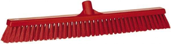Vikan - 24" Combo Duty Synthetic Push Broom - 2" Bristle Length, Plastic Block, European Threaded Handle Connection - Exact Industrial Supply