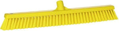 Vikan - 24" Combo Duty Synthetic Push Broom - 2" Bristle Length, Plastic Block, European Threaded Handle Connection - Exact Industrial Supply