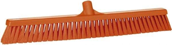 Vikan - 24" Fine Particle Synthetic Push Broom - 2" Bristle Length, Plastic Block, European Threaded Handle Connection - Exact Industrial Supply