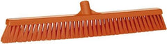 Vikan - 24" Fine Particle Synthetic Push Broom - 2" Bristle Length, Plastic Block, European Threaded Handle Connection - Exact Industrial Supply