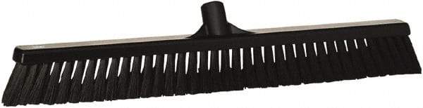 Vikan - 24" Fine Particle Synthetic Push Broom - 4" Bristle Length, Plastic Block, European Threaded Handle Connection - Exact Industrial Supply