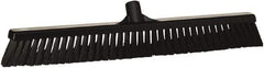 Vikan - 24" Fine Particle Synthetic Push Broom - 4" Bristle Length, Plastic Block, European Threaded Handle Connection - Exact Industrial Supply