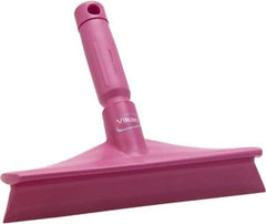 Vikan - 9.84" Rubber Blade Bench Squeegee - Single Edge, Pink, Plastic Holder - Exact Industrial Supply