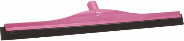 Vikan - 24" Foam Rubber Blade Bench Squeegee - Double Edge, Pink, Plastic Holder - Exact Industrial Supply