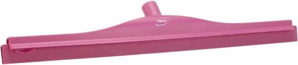 Vikan - 24" Rubber Blade Floor Squeegee - Double Edge, Pink, Plastic Holder - Exact Industrial Supply
