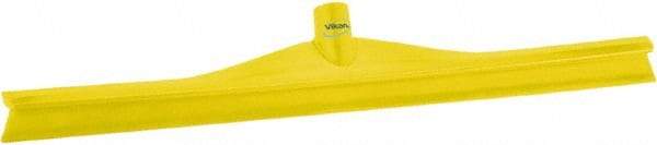 Vikan - 23.62" Rubber Blade Floor Squeegee - Single Edge, Yellow, Plastic Holder - Exact Industrial Supply