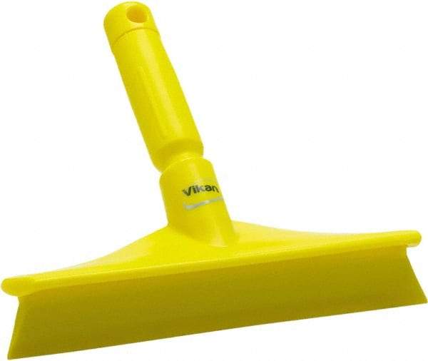 Vikan - 9.84" Rubber Blade Bench Squeegee - Single Edge, Yellow, Plastic Holder - Exact Industrial Supply