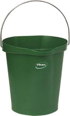 Vikan - 3 Gal, Polypropylene Round Green Single Pail with Pour Spout - Handle Included - Exact Industrial Supply