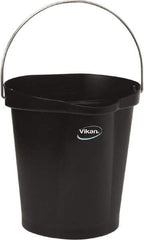 Vikan - 3 Gal, Polypropylene Round Black Single Pail with Pour Spout - Handle Included - Exact Industrial Supply