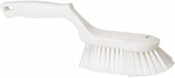 Vikan - 2" Bristle Length, Polyester Wash Brush - 5-13/16" Long x 5" Wide Head, 13-1/2" OAL, White, Polypropylene Block - Exact Industrial Supply