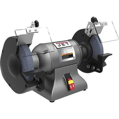 Jet - 10" Wheel Diam x 1" Wheel Width, 1-1/2 hp Grinder - 1" Arbor Hole Diam, 1 Phase, 1,720 Max RPM, 115 Volts - Exact Industrial Supply