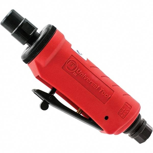 Universal Tool - 1/4" Collet, Straight Handle, Air Straight Die Grinder - Rear Exhaust, 4 CFM, 0.5 hp, 90 psi, 1/4" Inlet - Exact Industrial Supply
