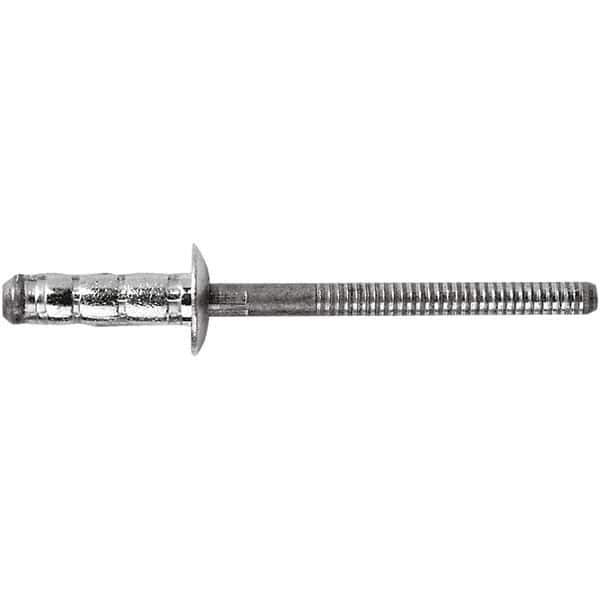 STANLEY Engineered Fastening - Size 6 Dome Head Steel Multi Grip Blind Rivet - Steel Mandrel, 0.0598" to 1/4" Grip, 3/16" Head Diam, 0.1921" to 0.1961" Hole Diam, 3" Body Diam - Exact Industrial Supply