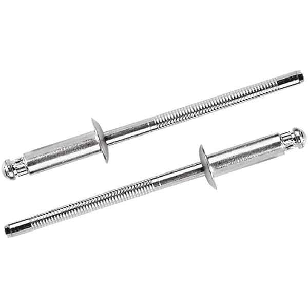 STANLEY Engineered Fastening - Size 4 Dome Head Steel Structural with Locking Stem Blind Rivet - Steel Mandrel, 0.094" to 0.187" Grip, 1/8" Head Diam, 0.129" to 0.133" Hole Diam, 0.075" Body Diam - Exact Industrial Supply