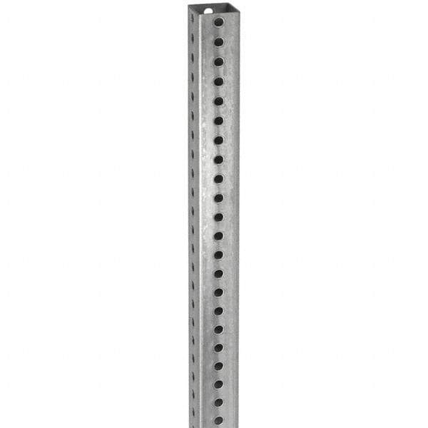 TAPCO - 12' High, Galvanized Traffic Sign Post - Steel, 7/16" Hole Diam, Silver - Exact Industrial Supply