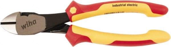 Wiha - 8" OAL, 0.098" Capacity, Diagonal Cutter - Cushion Grip Handle - Exact Industrial Supply