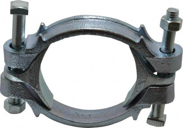 Dixon Valve & Coupling - 4-1/32 to 4-9/32" OD, Double Bolt Iron Clamp - Plated Malleable Iron - Exact Industrial Supply