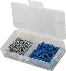 Powers Fasteners - #8 x 1 Screw, 7/8" Long, 3/4" Thick, Plug Drywall & Hollow Wall Anchor - 3/16" Drill, Plastic, Use in Concrete, & Masonry & Wallboard - Exact Industrial Supply