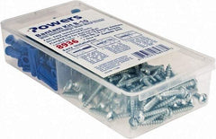 Powers Fasteners - #10 x 1 Screw, 1" Long, 7/8" Thick, Plug Drywall & Hollow Wall Anchor - 1/4" Drill, Plastic, Use in Concrete, & Masonry & Wallboard - Exact Industrial Supply