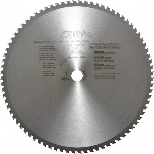Porter-Cable - 14" Diam, 1" Arbor Hole Diam, 80 Tooth Wet & Dry Cut Saw Blade - Carbide-Tipped, Cutoff Action, Standard Round Arbor - Exact Industrial Supply