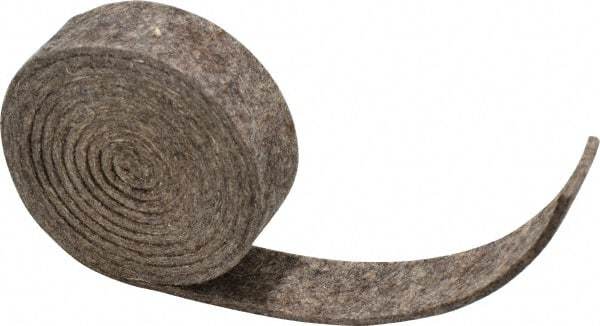 Made in USA - 1/8 Inch Thick x 1 Inch Wide x 5 Ft. Long, Felt Stripping - Gray, Plain Backing - Exact Industrial Supply