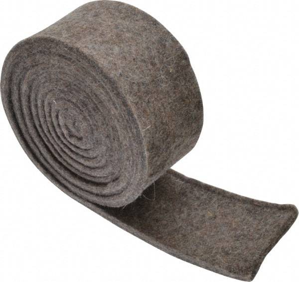 Made in USA - 1/4 Inch Thick x 2 Inch Wide x 5 Ft. Long, Felt Stripping - Gray, Plain Backing - Exact Industrial Supply
