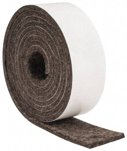 Made in USA - 1/8 Inch Thick x 1 Inch Wide x 5 Ft. Long, Felt Stripping - Gray, Adhesive Backing - Exact Industrial Supply