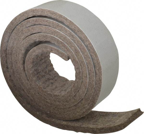Made in USA - 1/4 Inch Thick x 1-1/2 Inch Wide x 5 Ft. Long, Felt Stripping - Gray, Adhesive Backing - Exact Industrial Supply