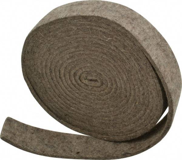 Made in USA - 1/8 Inch Thick x 1 Inch Wide x 10 Ft. Long, Felt Stripping - Gray, Plain Backing - Exact Industrial Supply