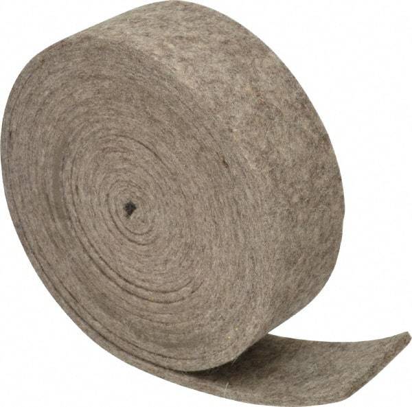 Made in USA - 1/8 Inch Thick x 1-1/2 Inch Wide x 10 Ft. Long, Felt Stripping - Gray, Plain Backing - Exact Industrial Supply