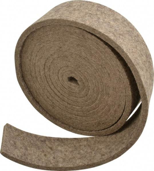 Made in USA - 1/4 Inch Thick x 2 Inch Wide x 10 Ft. Long, Felt Stripping - Gray, Plain Backing - Exact Industrial Supply