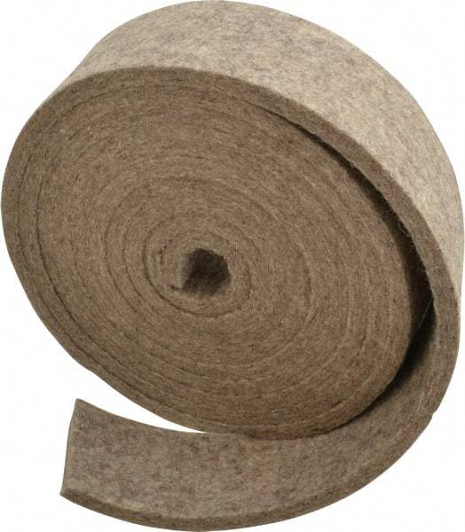 Made in USA - 1/4 Inch Thick x 2 Inch Wide x 10 Ft. Long, Felt Stripping - Gray, Plain Backing - Exact Industrial Supply