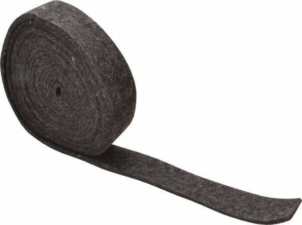 Made in USA - 1/8 Inch Thick x 1 Inch Wide x 10 Ft. Long, Felt Stripping - Gray, Plain Backing - Exact Industrial Supply