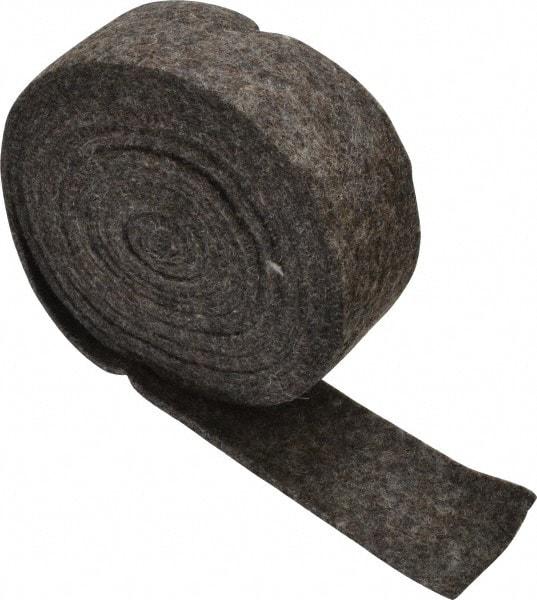 Made in USA - 1/8 Inch Thick x 1-1/2 Inch Wide x 10 Ft. Long, Felt Stripping - Gray, Plain Backing - Exact Industrial Supply
