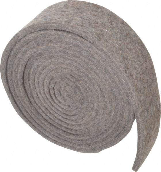 Made in USA - 1/4 Inch Thick x 2 Inch Wide x 10 Ft. Long, Felt Stripping - Gray, Plain Backing - Exact Industrial Supply