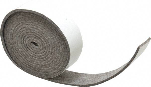 Made in USA - 1/8 Inch Thick x 1-1/2 Inch Wide x 10 Ft. Long, Felt Stripping - Gray, Adhesive Backing - Exact Industrial Supply