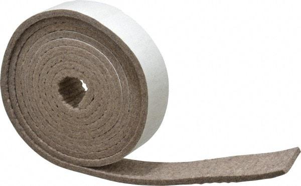Made in USA - 1/4 Inch Thick x 1-1/2 Inch Wide x 10 Ft. Long, Felt Stripping - Gray, Adhesive Backing - Exact Industrial Supply