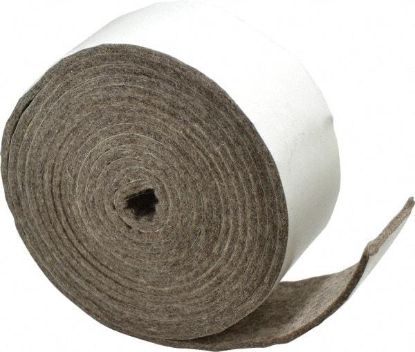 Made in USA - 1/8 Inch Thick x 2 Inch Wide x 10 Ft. Long, Felt Stripping - Gray, Adhesive Backing - Exact Industrial Supply