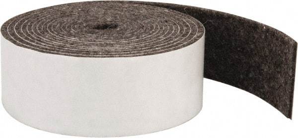 Made in USA - 1/8 Inch Thick x 1-1/2 Inch Wide x 10 Ft. Long, Felt Stripping - Gray, Adhesive Backing - Exact Industrial Supply